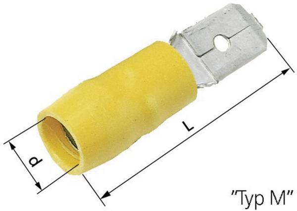 LAPP 63103040 Flachstecker Steckbreite: 6.3 mm Steckdicke: 0.8 mm 180 ° Teilisoliert Gelb 50 St.