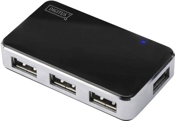 Digitus DA-70220 USB-Hub 4 Port USB-A USB 2.0 480 MBit/s Schwarz, Silber DA-70220