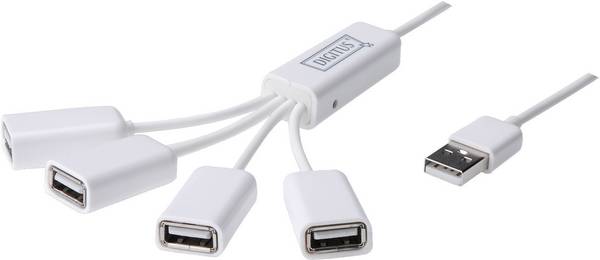 Digitus DA-70216 USB-Hub 4 Port USB-A USB 2.0 480 MBit/s Weiß DA-70216
