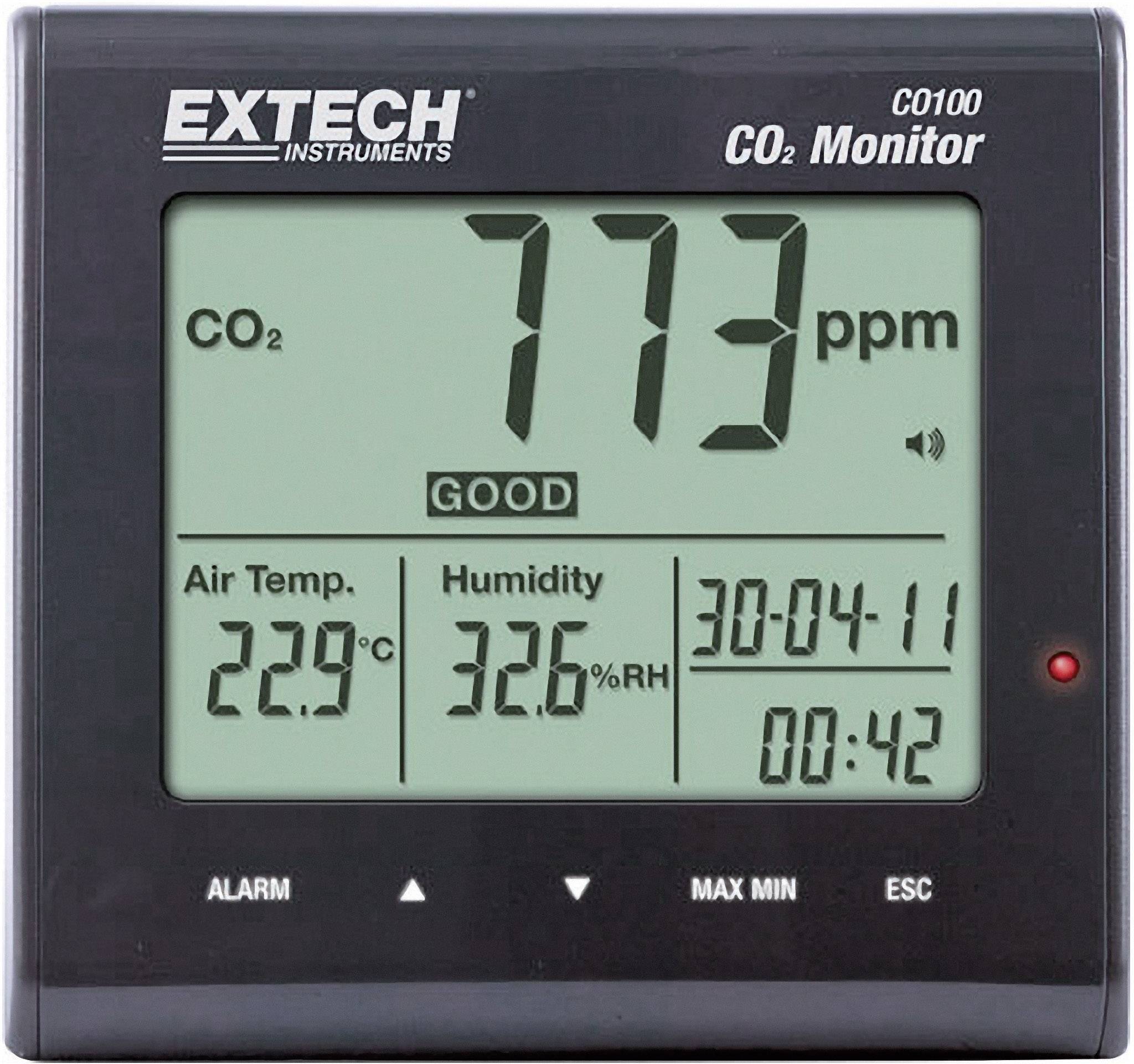 EXTECH CO100 Luftqualitäts-Messgerät, Anzeige von Kohlendioxid, Lufttemperatur, Luftfeuchtigkeit,