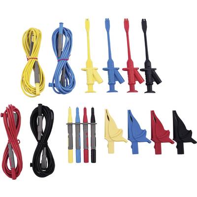 Extech PQ1000 Sicherheits-Messleitungs-Set [Lamellenstecker 4 mm - Lamellenstecker 4 mm] 3.00 m Schwarz, Rot, Blau, Gelb