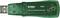 Grüner USB-Datenrekorder mit der Aufschrift 'EXTECH VB300 Three Axis Accelerometer Data Recorder'. Zwei Kontrollleuchten: 'Record', 'Alarm'.