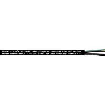 Schwarzes Kabel mit Aufschrift 'LAPP KABEL ÖLFLEX TRAY II UL', gefolgt von technischen Spezifikationen und Zertifizierungen.