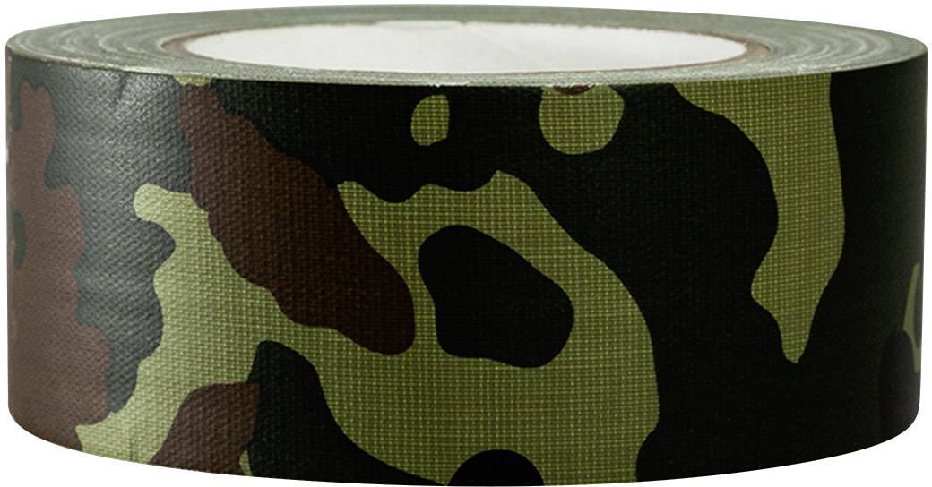 Eine Rolle Klebeband mit Tarnmuster. Entworfen, um in natürlichen Umgebungen zu tarnen, oft für Outdoor- oder Militäreinsätze verwendet.