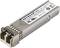 Ein silberner SFP+ Glasfaseradapter der Marke Netgear, Modell AXM761, für 10 GbE Netzwerke. Enthält Anschlüsse und technische Spezifikationen.