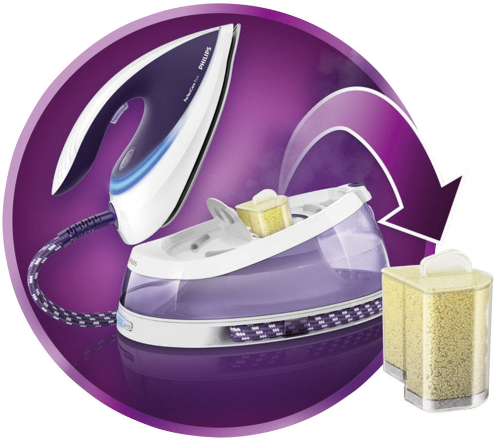 Bügeleisen Philips Perfect Care Pure Blinkt Grün Dampfbügelstation Philips PerfectCare Pure GC 7619/20 2400 W Blau, Weiß