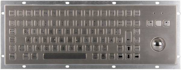 Joy-it IPC Keyboard 02 IP65 NEMA 4X Kabelgebunden Tastatur Deutsch, QWERTZ Silber mit Trackball, Maustasten, Staubgeschützt, Spritzwassergeschützt, Vandalismus-Schutz