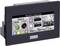 Kompakte Bedienoberfläche einer Formmaschine mit Statusanzeige, Temperatur (80°C) und Menge (123 kg). Tasten für 'RUN', 'STOP', Menü, Einstellung und Protokoll sind sichtbar.
