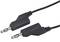 Zwei schwarze Audiokabel mit Bananenstecker, parallel platziert, zeigen die Anschlusspunkte zur Verbindung von Audioequipment.