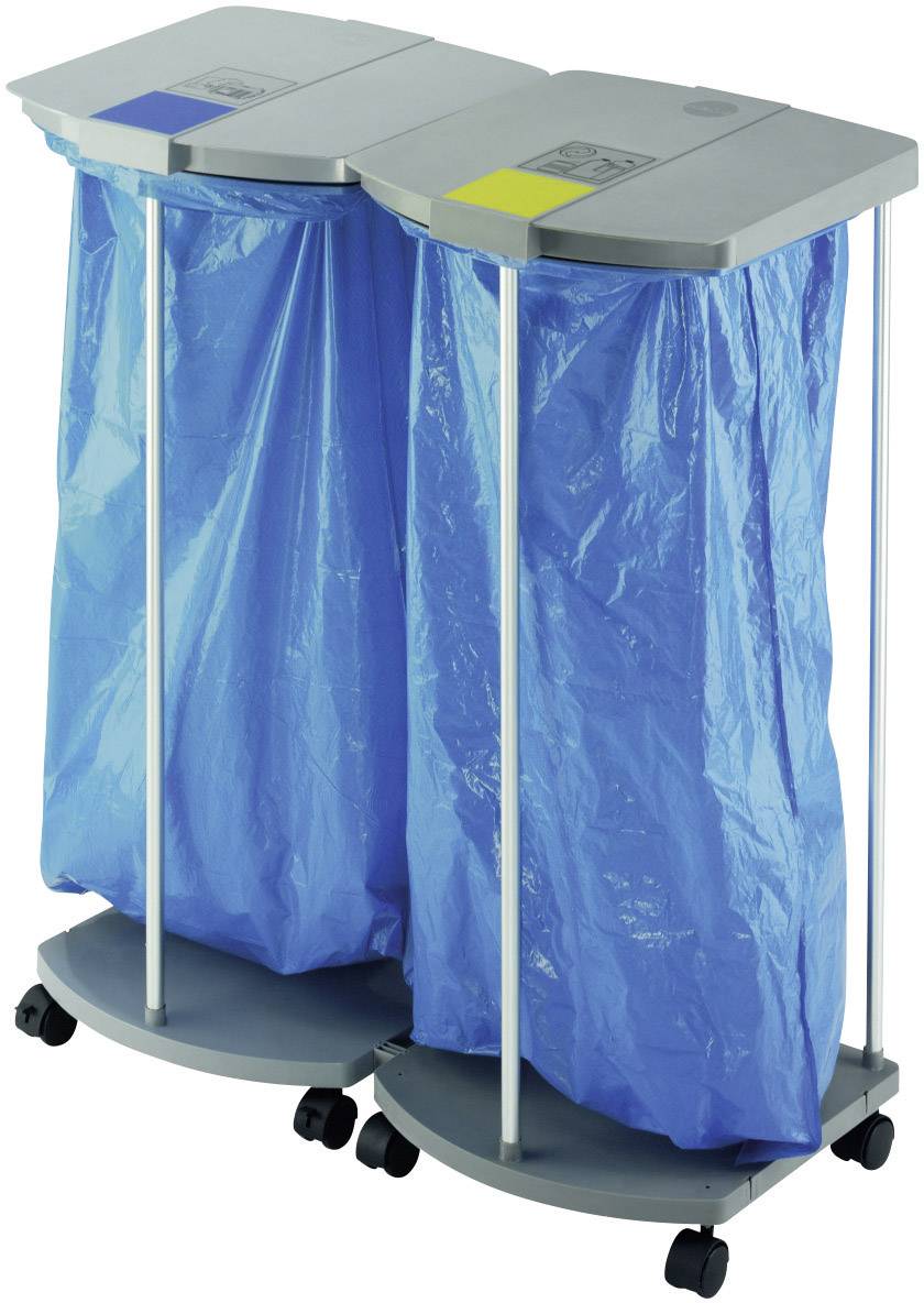 Müllsackständer mit 250 blauen Wertstoffsäcken ProfiLine MSS XXXL 2 x 120 l HxBxT 1000 x 880 x 450 mm fahrbar.-0
