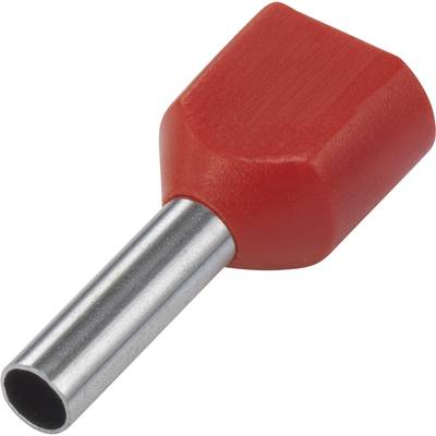 TRU COMPONENTS 1091319 Zwillings-Aderendhülse 1.50 mm² Teilisoliert Rot 100 St. 