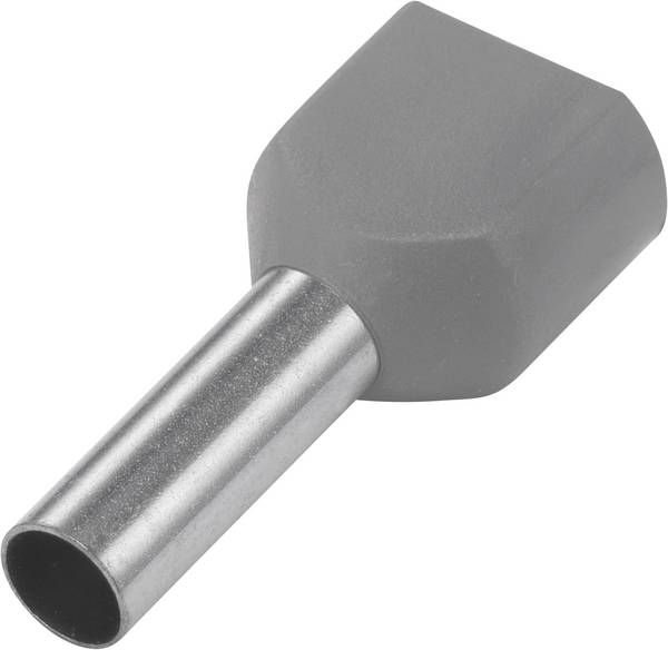 TRU COMPONENTS 1091315 Zwillings-Aderendhülse 4 mm² Teilisoliert Grau 100 St.