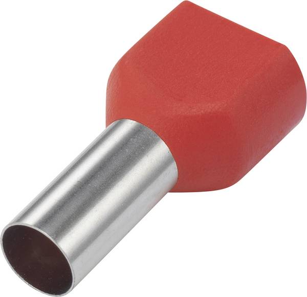 TRU COMPONENTS 1091320 Zwillings-Aderendhülse 10 mm² Teilisoliert Rot 100 St.