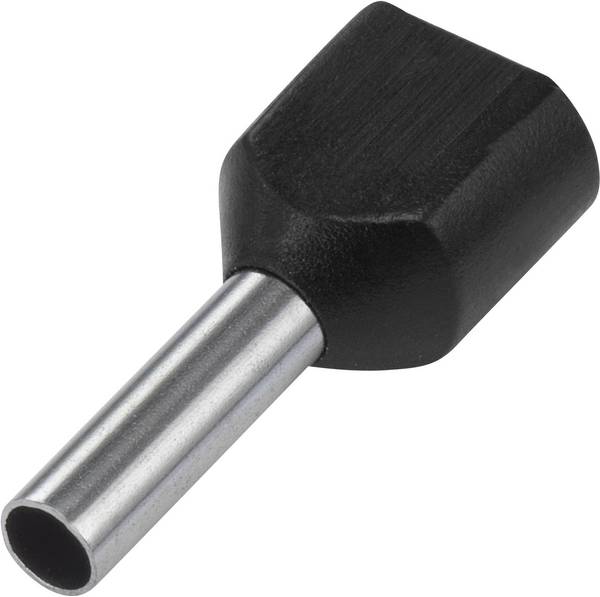 TRU COMPONENTS 1091321 Zwillings-Aderendhülse 1.5 mm² Teilisoliert Schwarz 100 St.