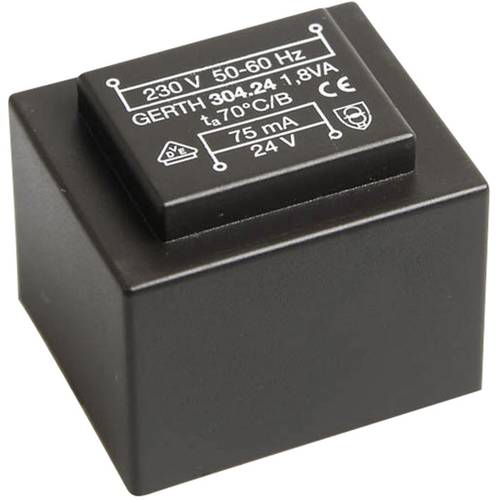 Thumbnail - Gerth PT300601 Printtransformator 1 x 230 V 1 x 6 V/AC 1.80 VA 300 mA