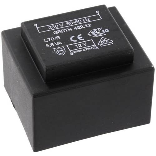 Thumbnail - Gerth PTB421202 Printtransformator 1 x 230 V 2 x 6 V/AC 5.60 VA 466 mA