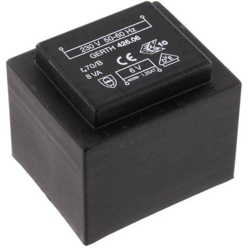 Thumbnail - Gerth PTF421202 Printtransformator 1 x 230 V 2 x 6 V/AC 8 VA 666 mA