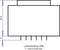Diagramm eines rechteckigen elektronischen Bauteils mit fünf Pins unten. Maße: 34,4 mm Höhe, 4 mm Breite und Pins 1,1 mm x 0,45 mm.