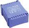 Ein blauer Transformator mit der Aufschrift 'GERTH FL 6.18', Spannung 2 x 115 V / 2 x 9 V, 6 VA. Symbole für CE und andere Normen.