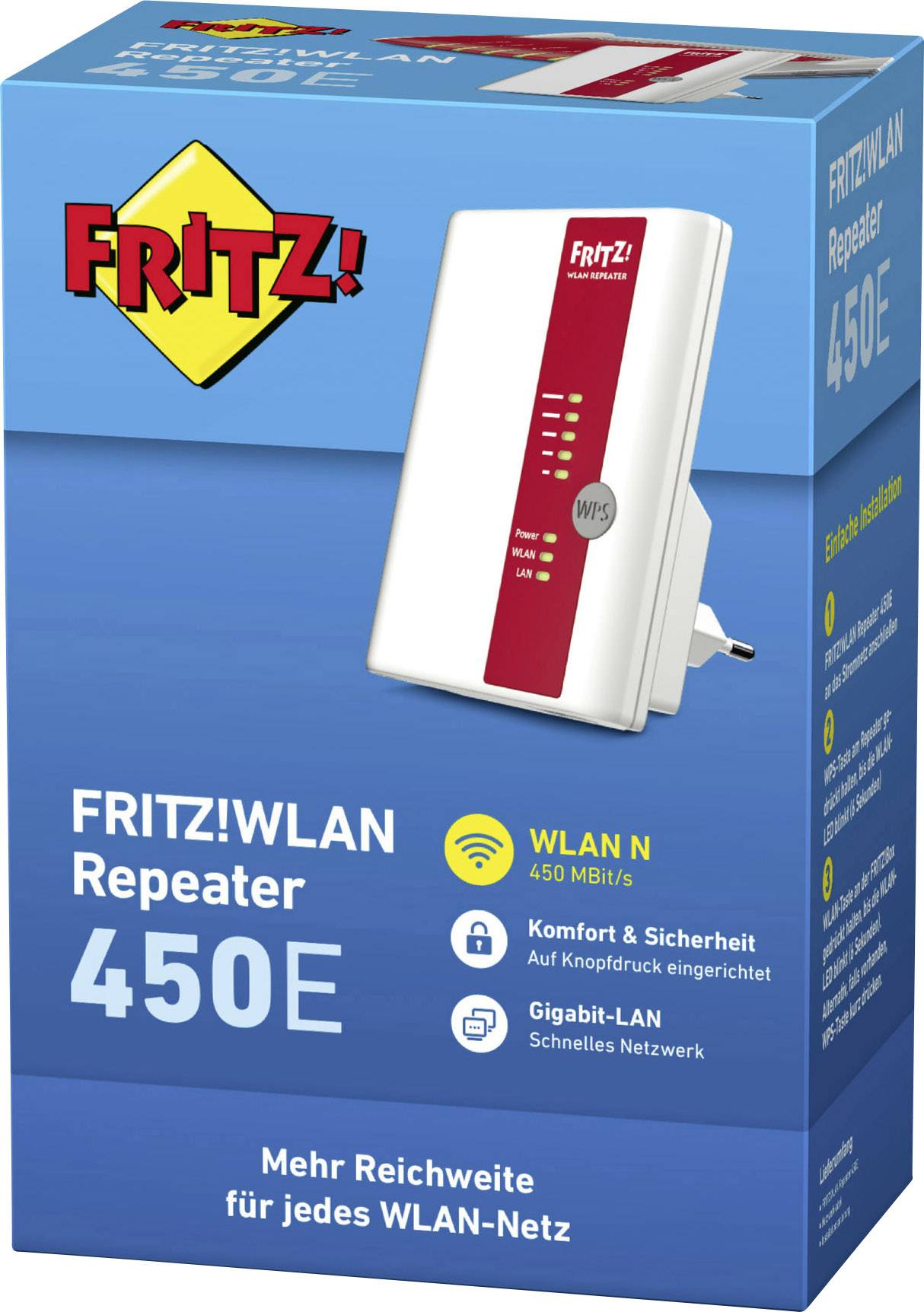 FRITZ! FRITZ!Box 7490 inkl. AVM FRITZ!WLAN Repeater 450E WLAN Router mit Modem Integriertes Modem: ADSL, ADSL2+, VDSL 2.-3
