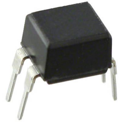 Ein schwarzes, rechteckiges elektronisches Bauteil mit vier Metallbeinen, ein typischer Optokoppler, für elektronische Schaltungen.