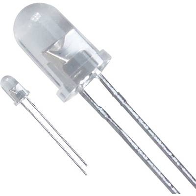 Zwei unterschiedlich große transparente LEDs mit Metallanschlüssen, die für elektronische Schaltungen verwendet werden.