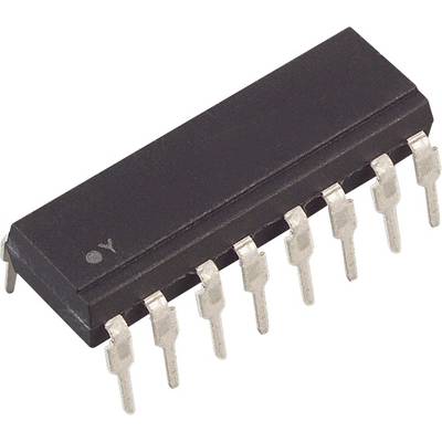 Ein schwarzer integrierter Schaltkreis mit mehreren Pins rechts und links.