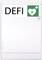 Transparenter Schrank mit 'DEFI' und Herzsymbol; zur Aufbewahrung eines Defibrillators, kennzeichnet Standort für Notfälle.