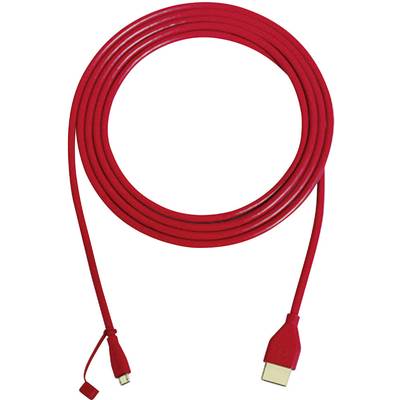 Oehlbach USB / HDMI Anschlusskabel  1.40 m Rot 60080 vergoldete Steckkontakte 