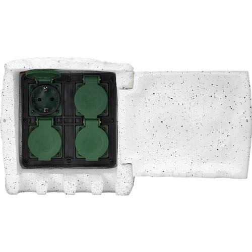 Renkforce 1168609 Gartensteckdose 4fach Weiß, Grau Steinoptik
