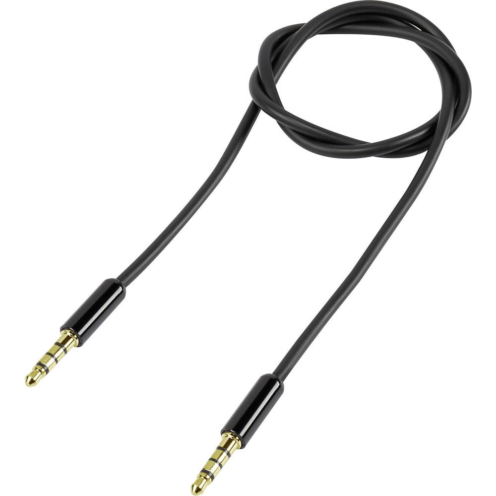 Jackplug 4-polig Audio Aansluitkabel [1x Jackplug male 3.5 mm 1x Jackplug male 3.5 mm] 1 m Zwart Sup