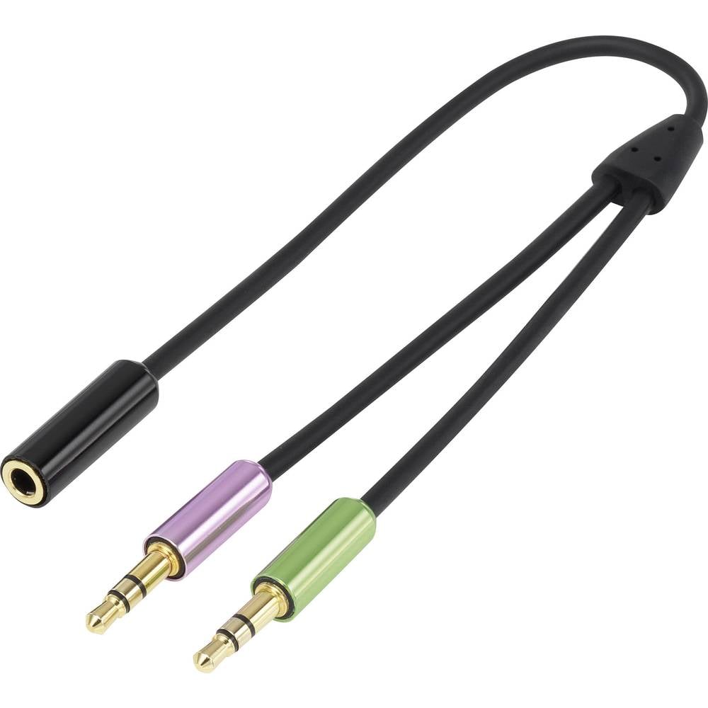 SpeaKa Professional Jackplug Audio Y-adapter [2x Jackplug male 3.5 mm 1x Jackplug female 3.5 mm] Zwa