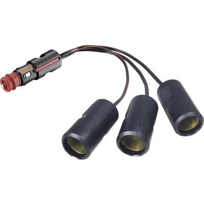 Ein dreifacher Adapter für den Zigarettenanzünder eines Autos ermöglicht die gleichzeitige Verwendung von drei Geräten.