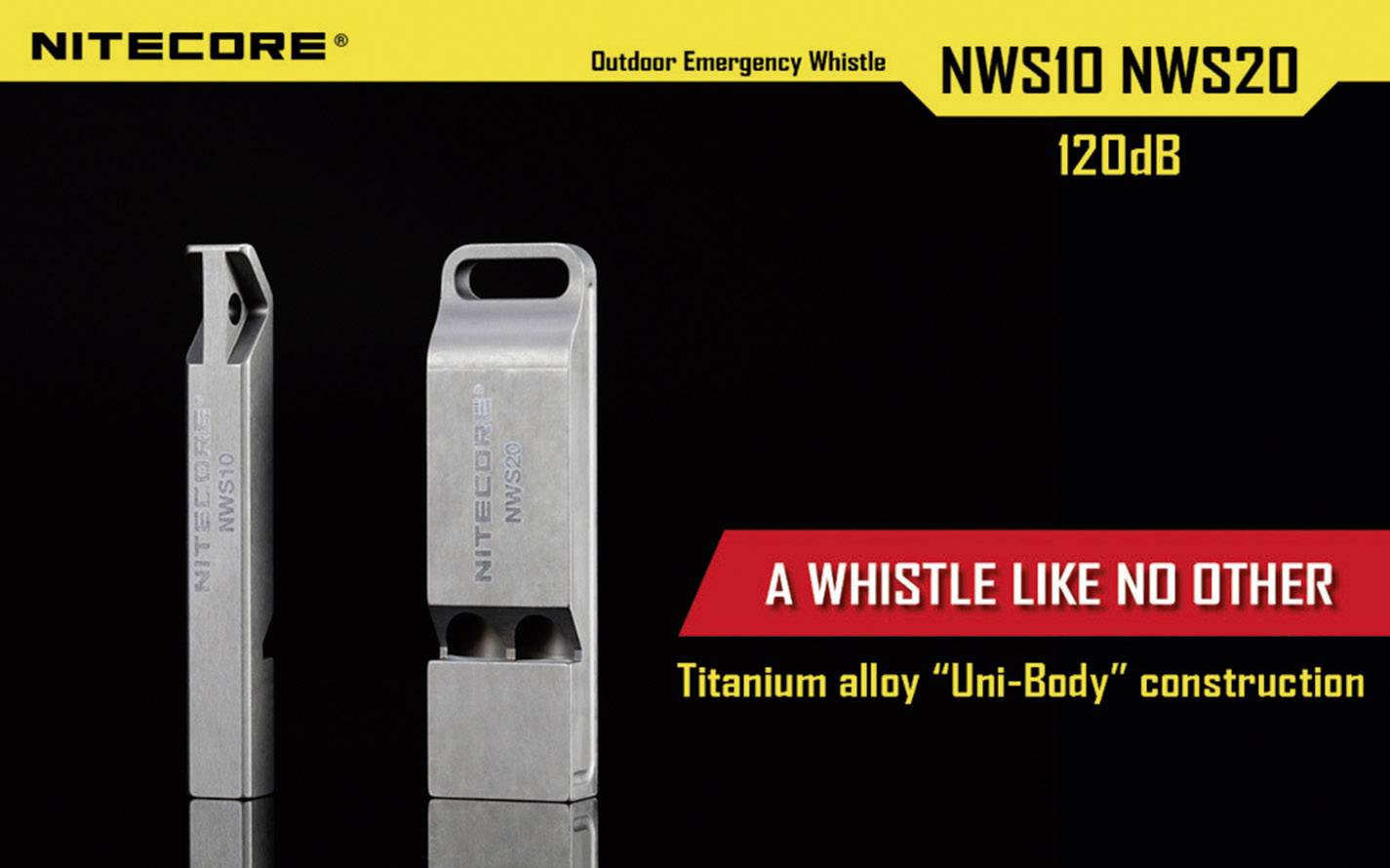 'NITECORE Outdoor Emergency Whistle NWS10 NWS20, 120dB. Eine Pfeife wie keine andere. Titanlegierung Uni-Body Konstruktion.'