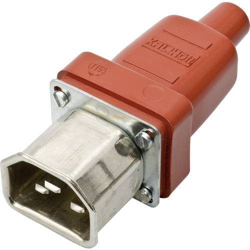 Kalthoff 444010 Warmgeräte-Steckverbinder 444 Stecker, gerade Gesamtpolzahl: 2 + PE 16 A Rot, Metall 1 St.