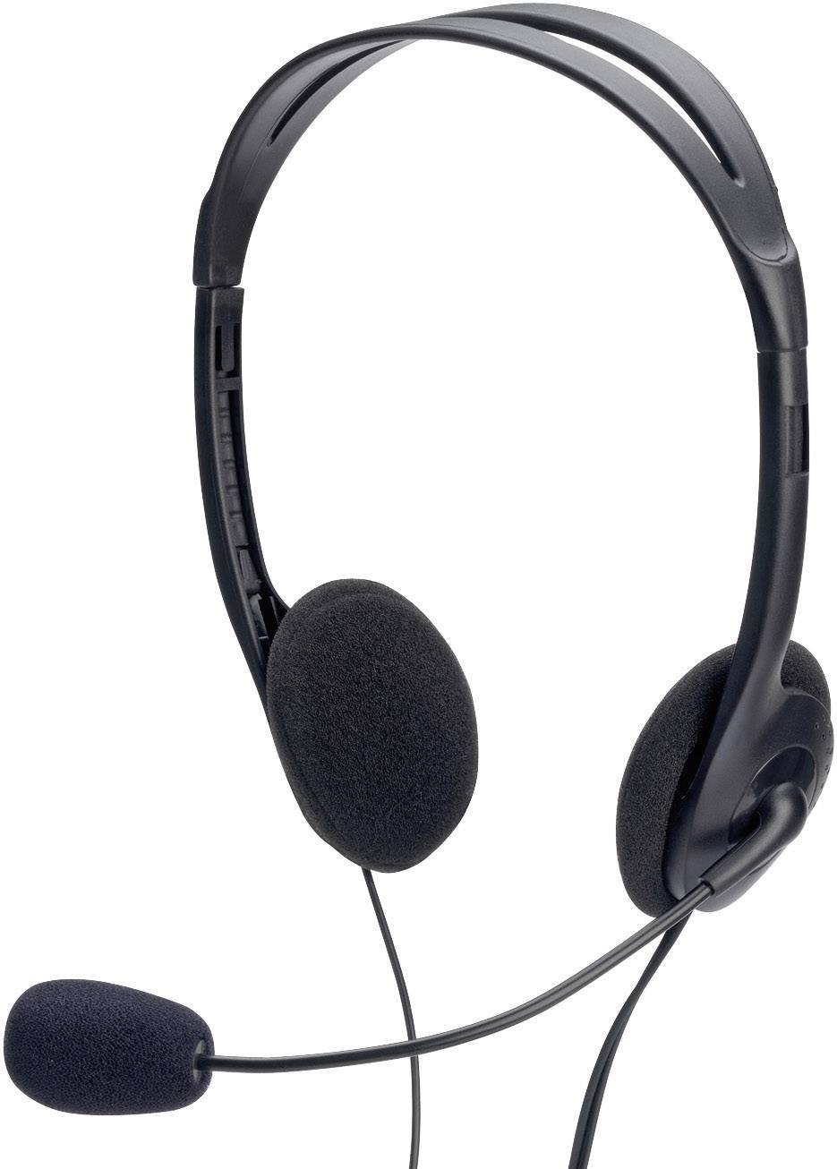 EDNET Headset mit Lautstärkenregler Stereokopfhörer mit Mikrofon 3,5mm Stereostecker und 1,8m Kabel