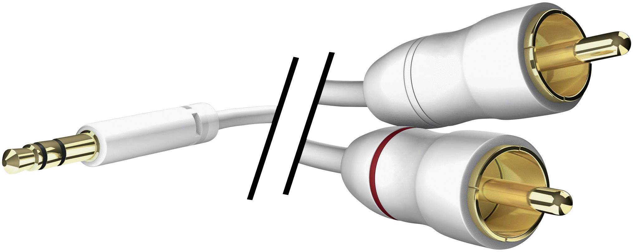 Inakustik 00310007 Cinch / Klinke Audio Anschlusskabel [2x Cinch-Stecker - 1x Klinkenstecker 3.5 mm] 7.50 m Weiß vergold-1