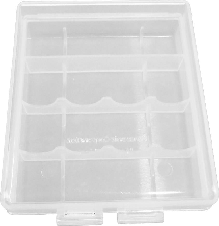 Klarsichtige Kunststoffbox mit mehreren Fächern zur Aufbewahrung kleiner Gegenstände.