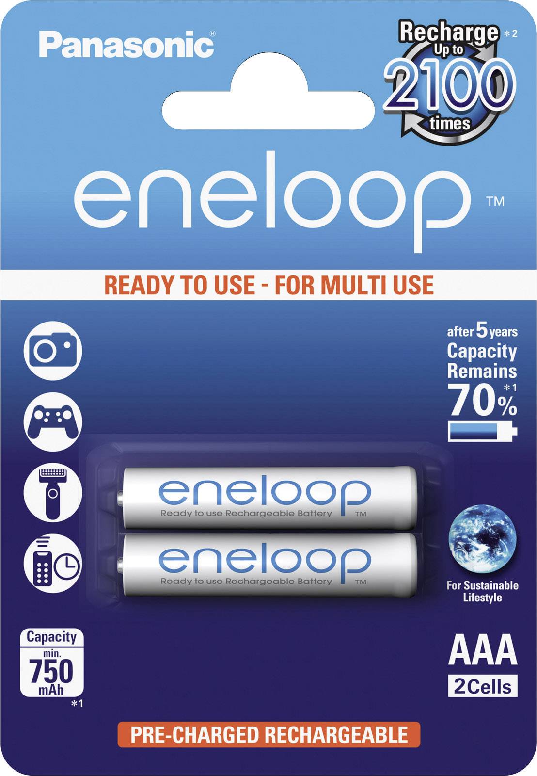 Panasonic eneloop HR03 Micro (AAA)-Akku NiMH 750 mAh 1.2 V 2 St.-1