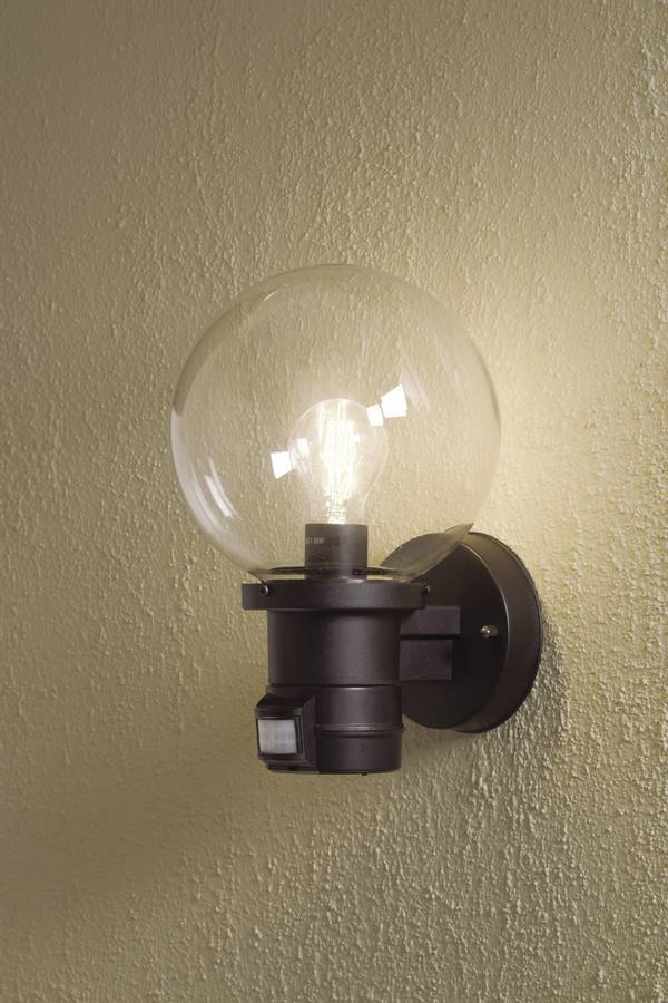 Konstsmide Nemi Move 7321-750 Außenwandleuchte mit Bewegungsmelder  Energiesparlampe, LED E27 60 W Schwarz