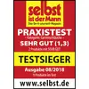 'Selbst ist der Mann' Magazin bewertete Gartenschläuche. Praxistest: SEHR GUT (1,3). Testsieger, Ausgabe 08/2018. Webseite: www.selbst.de.