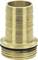 Messing-Schlauchanschluss, zylindrische Form, gerillte Oberfläche, untere Gewindeverbindung mit Dichtung, geeignet für Wasserschläuche.