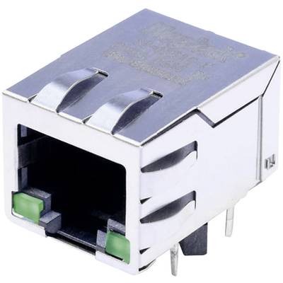 BEL Stewart Connectors  MagJack 10/100Base-TX 4 Übertrager mit LEDs Tab down SI-60118-F Buchse, Einbau horizontal 10/100