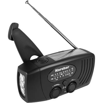 Karcher KR 110 Outdoorradio UKW, MW Notfallradio  Akku-Ladefunktion, Taschenlampe, Handkurbel Schwarz