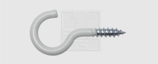 SWG 23953050 Schraubhaken gebogen 28 mm Stahl weiss beschichtet 28 mm   100 St.