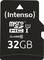 'Intenso microSD-Karte 32GB, UHS-I, Class 10, mit Pfeilsymbol nach oben.'