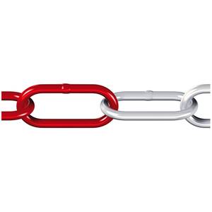 30 X RUNDSTAHL-KETTE FORM C STAHL 6MM 42MM 11MM ROT-WEIß DIN 5685-1