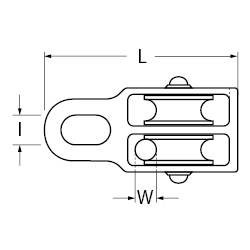 Technische Zeichnung eines Bauteils: L förmig, Maße an den Seiten angegeben. Enthält zwei parallel verlaufende Schienen und Befestigungspunkte.