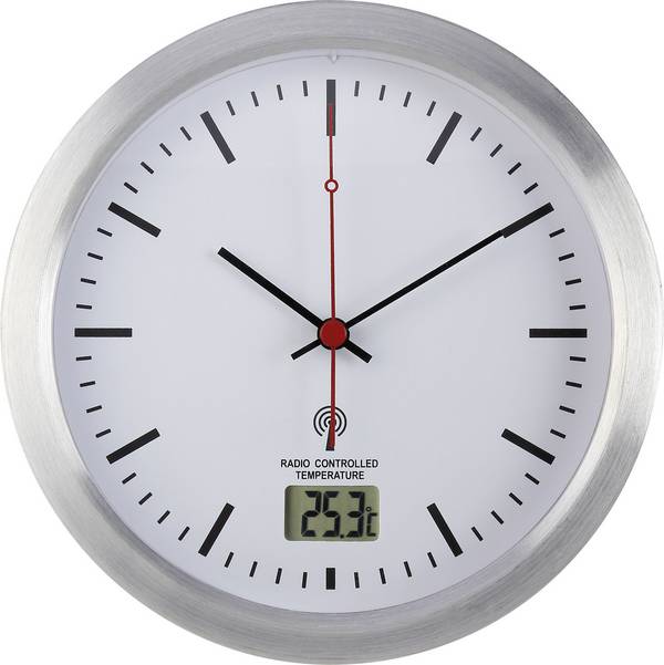 Renkforce E1003R Funk Wanduhr 17 cm x 60 mm Silber Badezimmer-/Feuchtraum geeignet