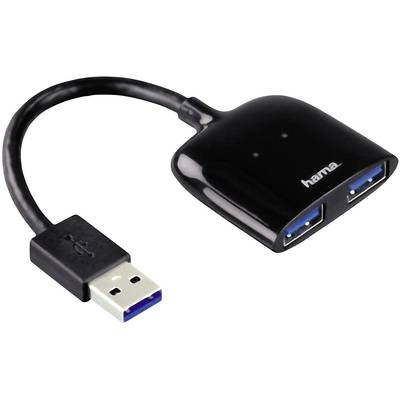 Hama Mobil 2 Port USB 3.2 Gen 1-Hub (USB 3.0)  Schwarz